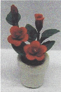Dollhouse Miniature Red Rose Plant